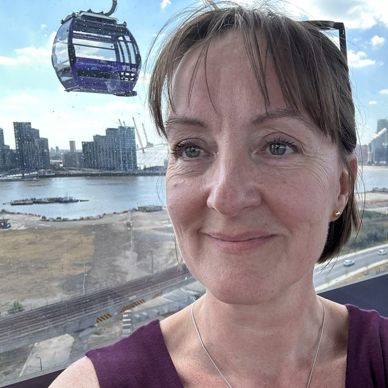 Emma Dandy on cloud cable car Thames London
