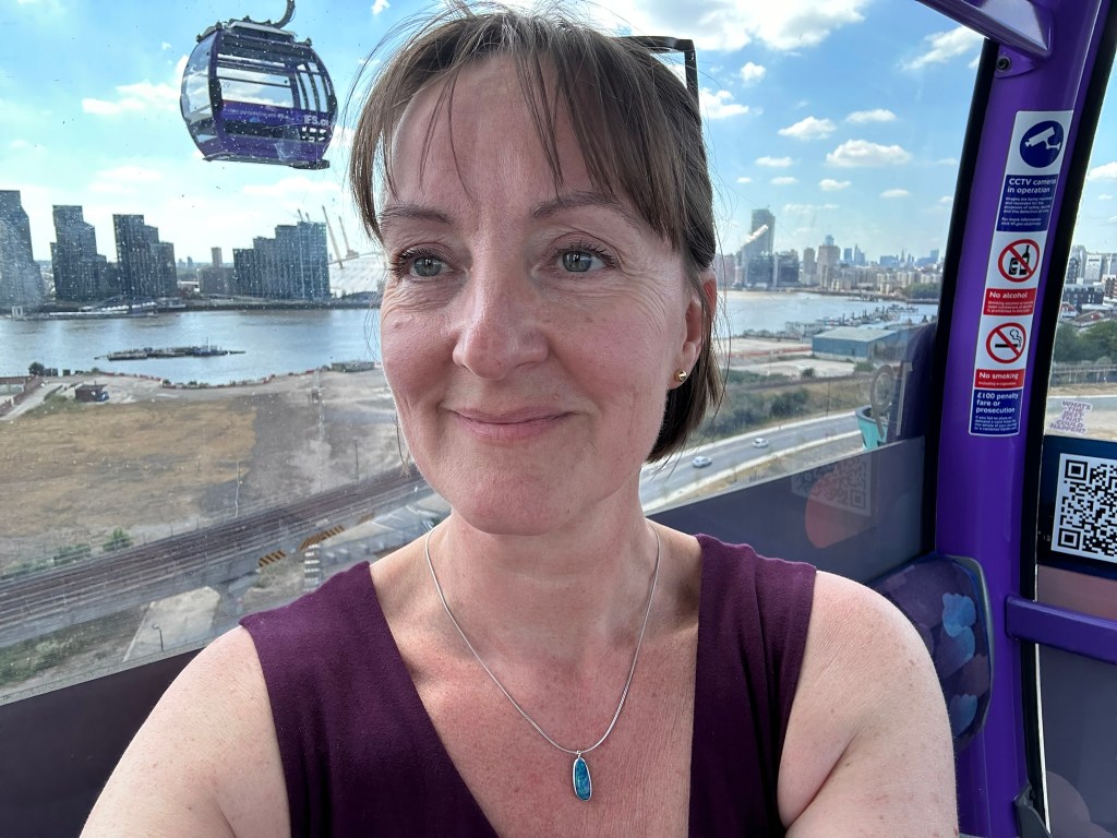 Emma Dandy on cloud cable car Thames London